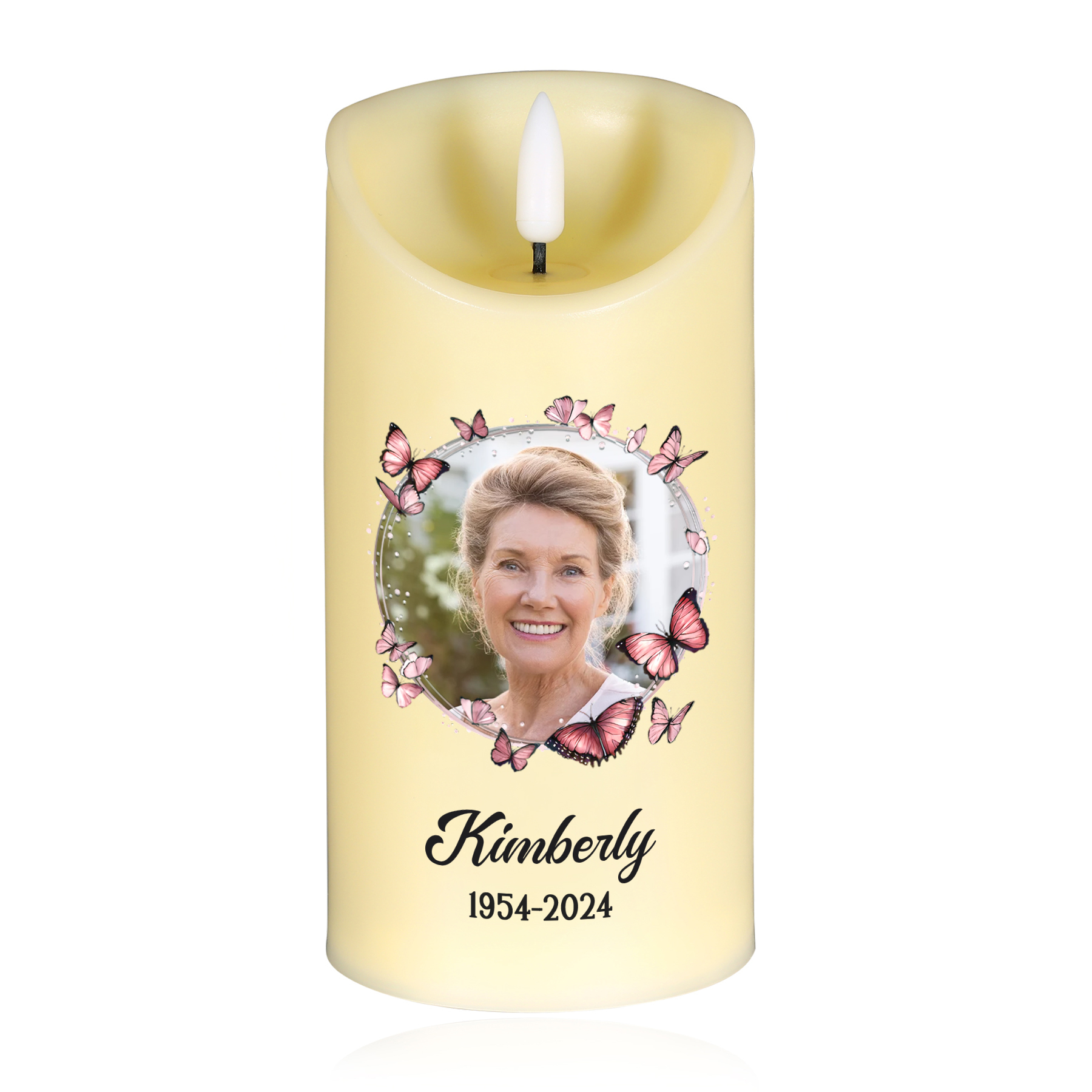 Personalized Memorial LED Candle - Custom Photo, Name, and Date-Forver In Our Heart  | Jessemade