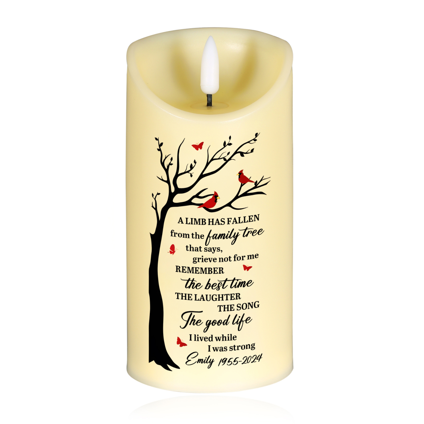 Personalized Memorial LED Candle - Custom Name, and Date Family Tree | Jessemade