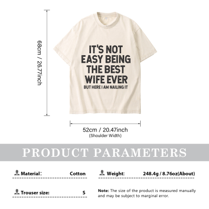 Personalised Couple T-Shirts in Beige– "It’s Not Easy Being the Best Husband/Wife Ever, But Here I Am Nailing It" – Valentine’s Day Gift for Couple | Jessemade