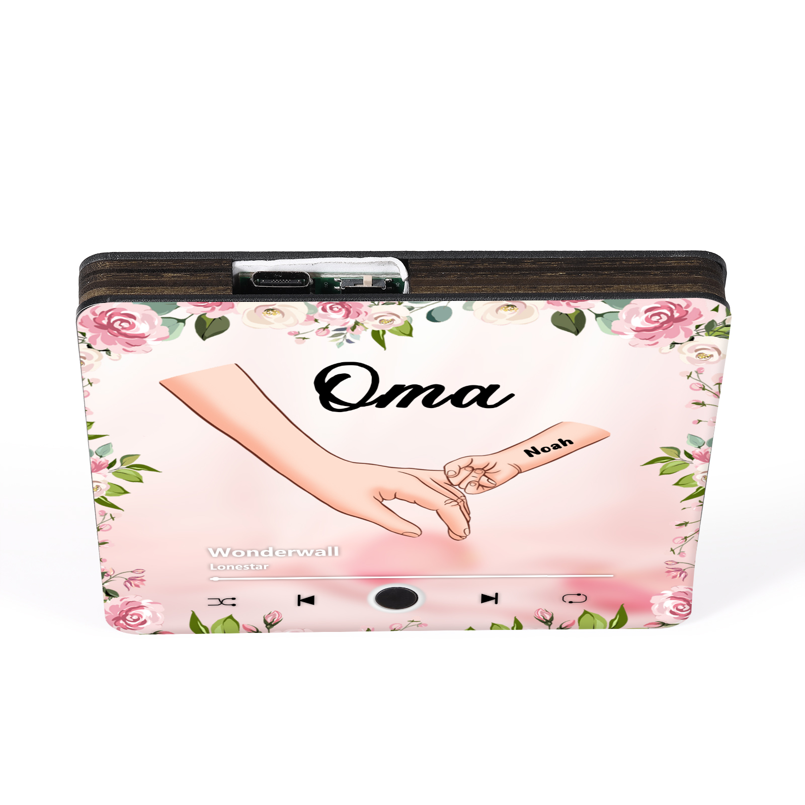 Personalised Hand-in-Hand Music Fridge Magnet Engraved 1 Name & 1 Text– Custom Special Gift For Mum/Nana/Nanny| Jessemade