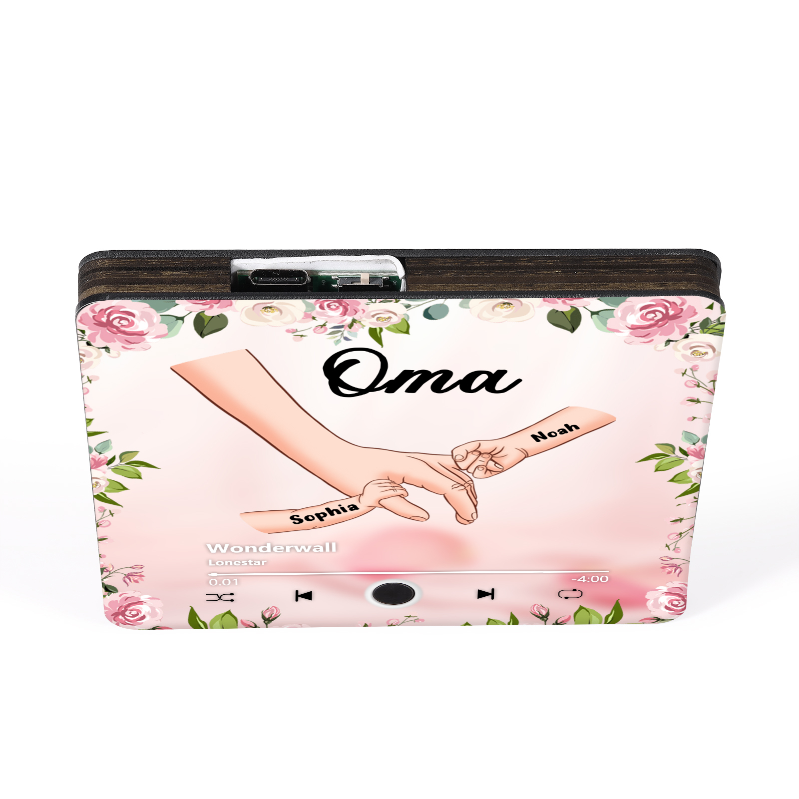 Personalised Hand-in-Hand Music Fridge Magnet Engraved 2 Names & 1 Text– Custom Special Gift For Mum/Nana/Nanny| Jessemade