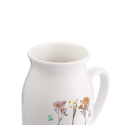 3 Names personalised Vase with Birthday Flowers – Add 3 Names 2 Texts – Ceramic Custom Gift for Mum, Grandma, Family