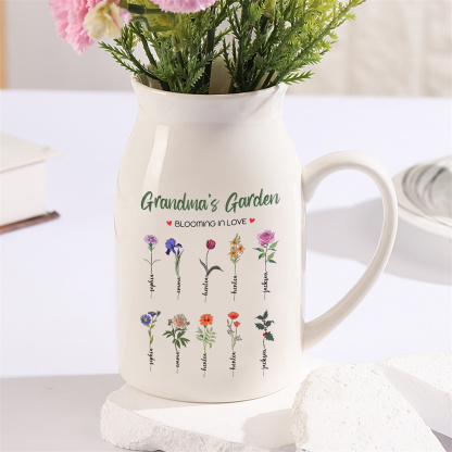 10 Names Personalised Ceramic Birthday Flower Jug Vase – Gift for Mum,