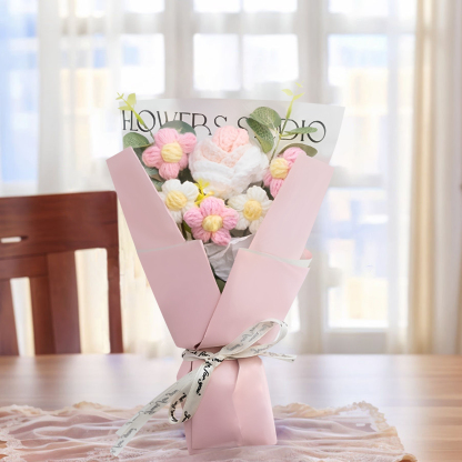 Handcrafted Yarn Flower Bouquet – Rose&Sunflower&Carnation Gift for Mum or Loved One | Jessemade