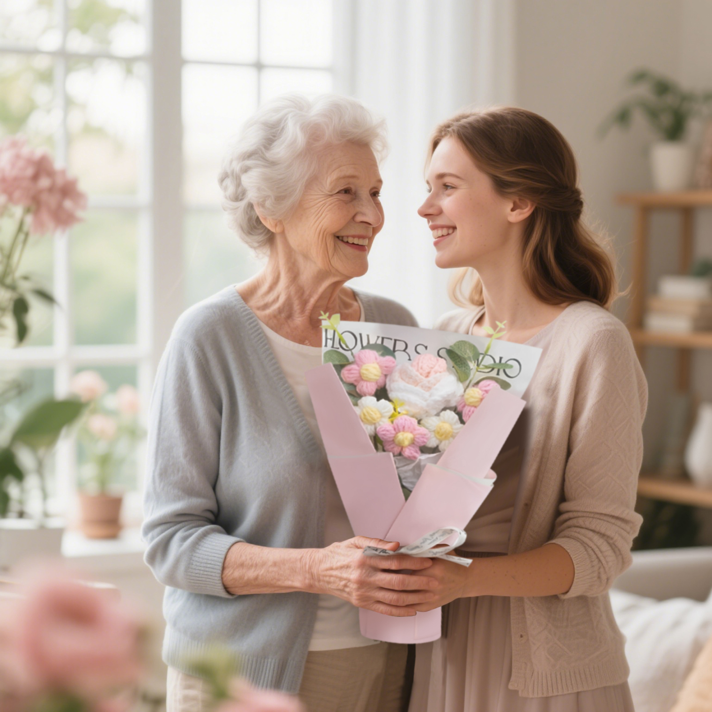 Handcrafted Yarn Flower Bouquet – Rose&Sunflower&Carnation Gift for Mum or Loved One | Jessemade