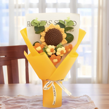 Handcrafted Yarn Flower Bouquet – Rose&Sunflower&Carnation Gift for Mum or Loved One | Jessemade
