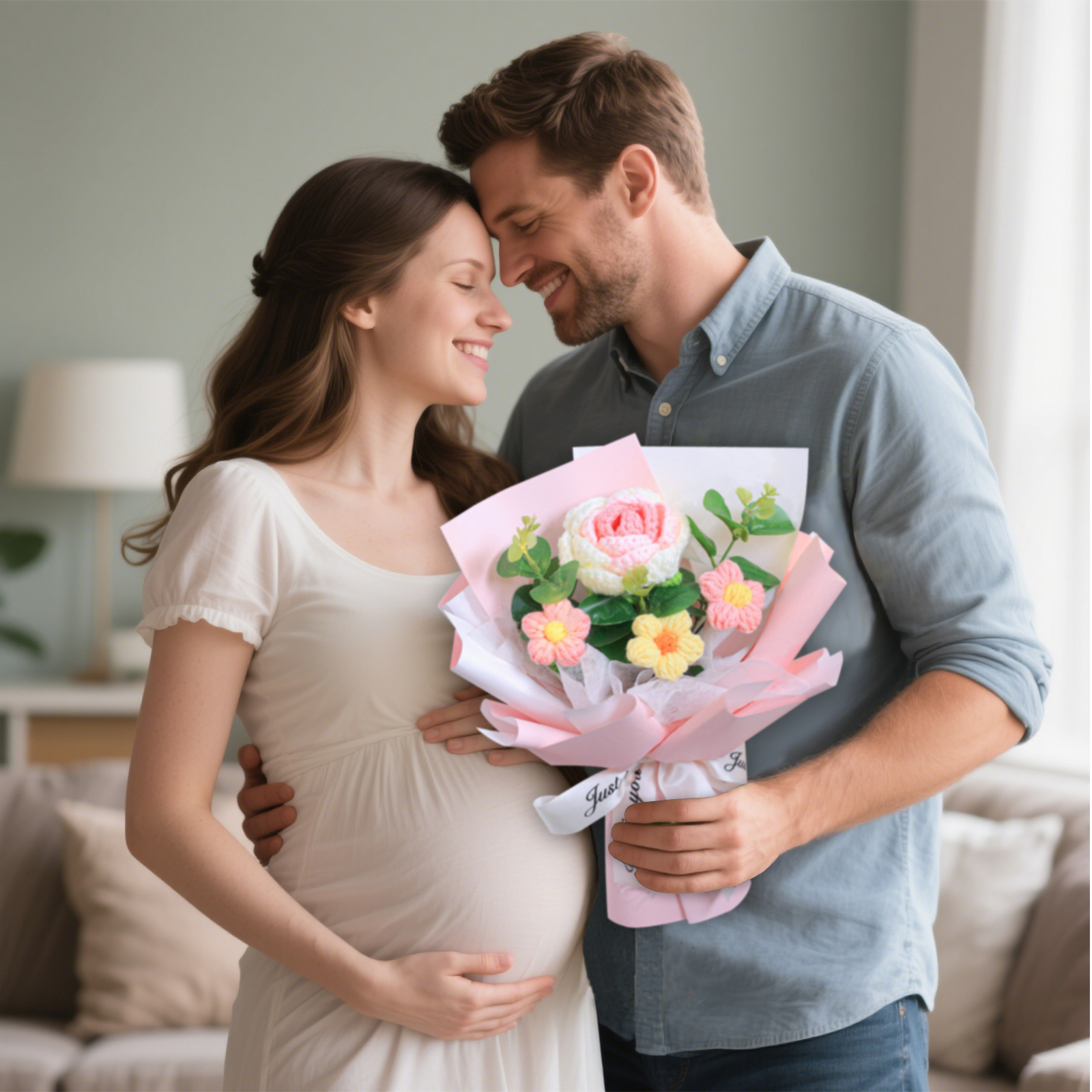 "You Are Sunshine" Knitted Yarn Rose Bouquet – Handmade Gift with Gift Bag | Jessemade