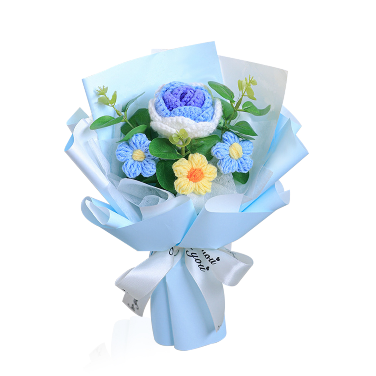 "You Are Sunshine" Knitted Yarn Rose Bouquet – Handmade Gift with Gift Bag | Jessemade