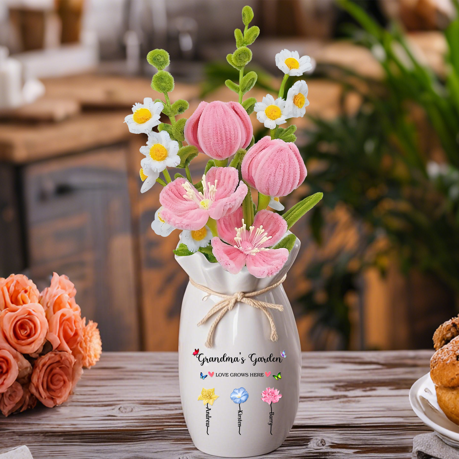 Handcrafted Plush Flower Bouquet – Perfect Gift for Mum, Nan or Loved Ones | Jessemade