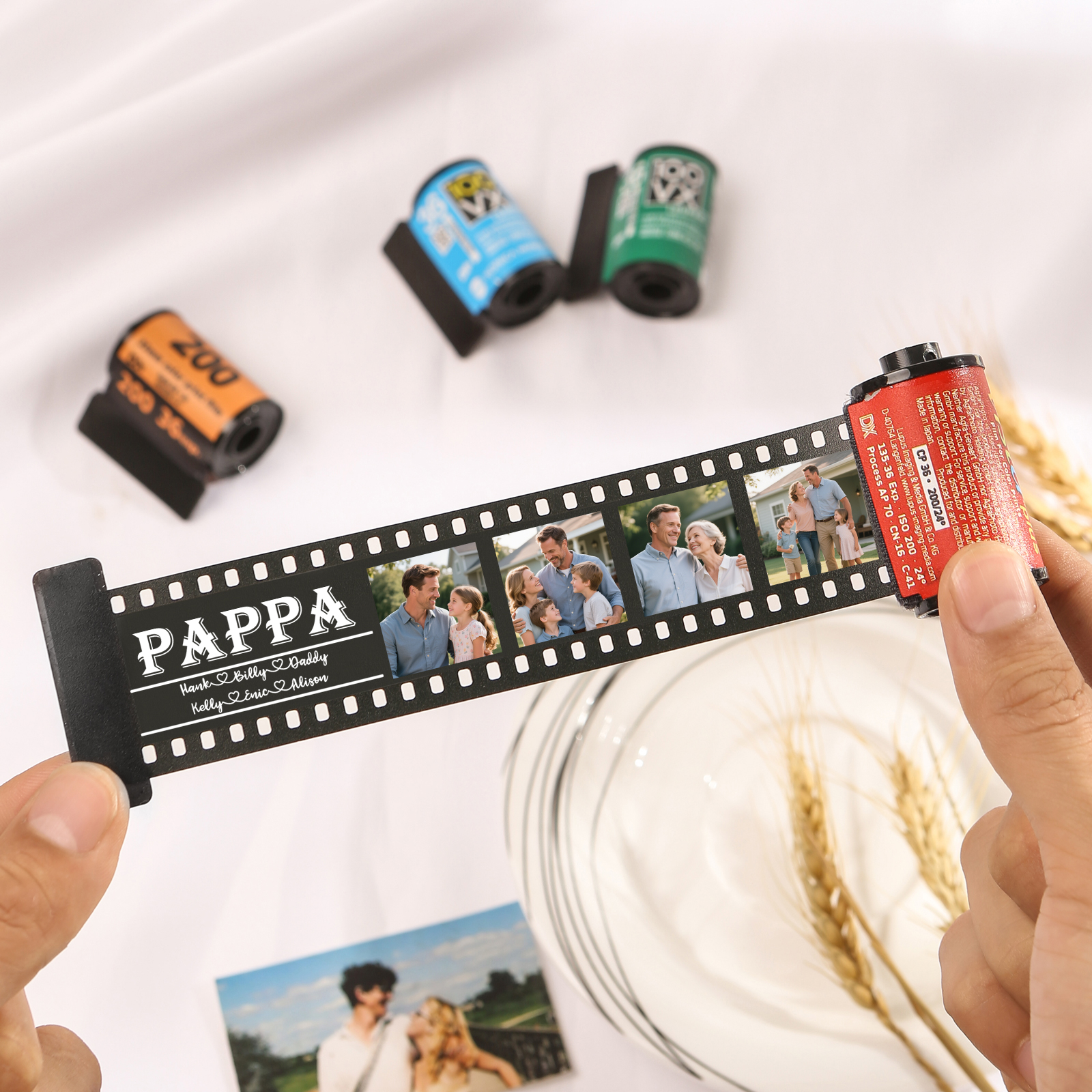 Custom Family Fridge Magnet Film Roll – Personalised Photo & Name Keepsake Keychain Gift for Dad, Grandad or Pappa | Jessemade