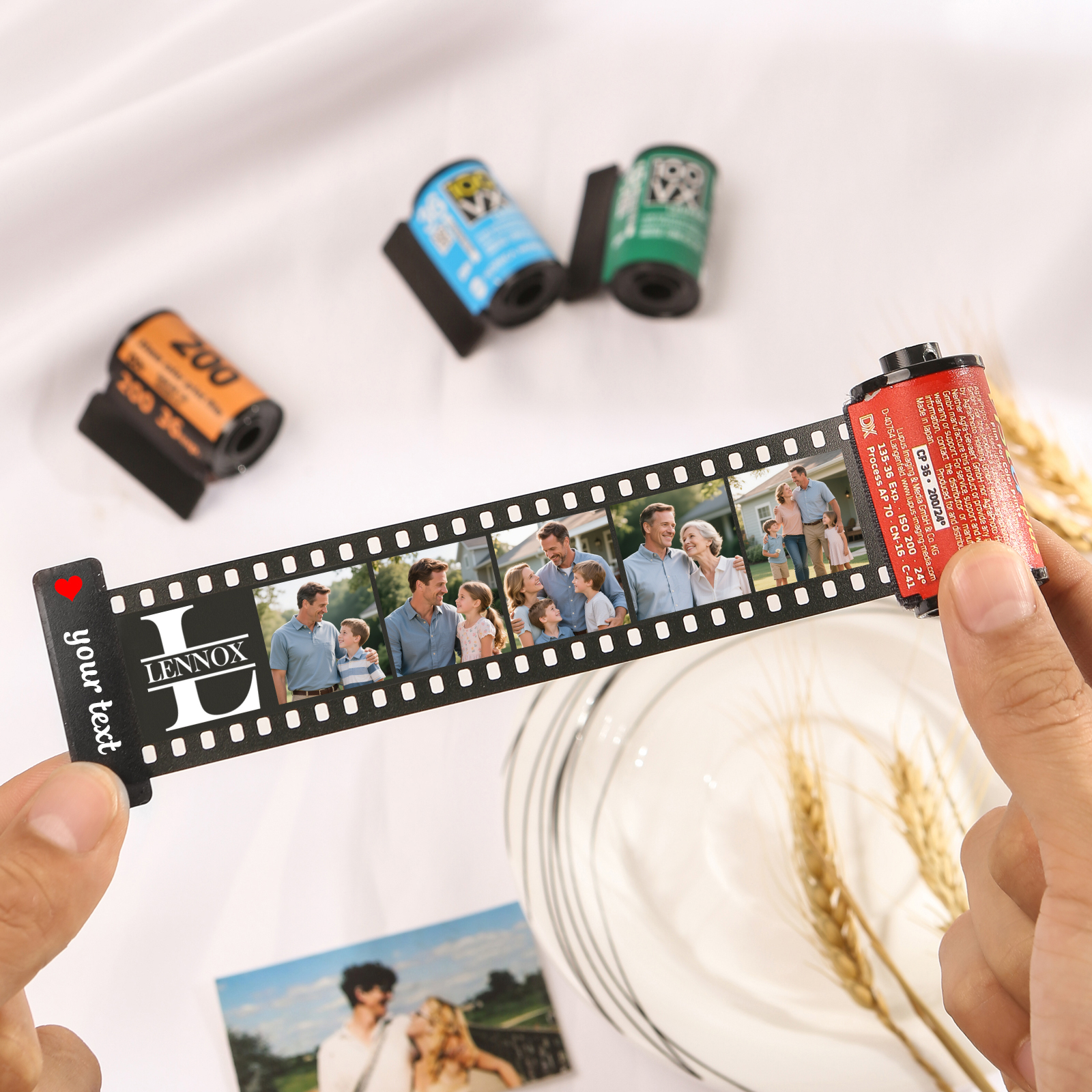 5 Photos Family Fridge Magnet Film Roll – Personalised Keepsake Keychain Gift for Dad & Grandad | Jessemade