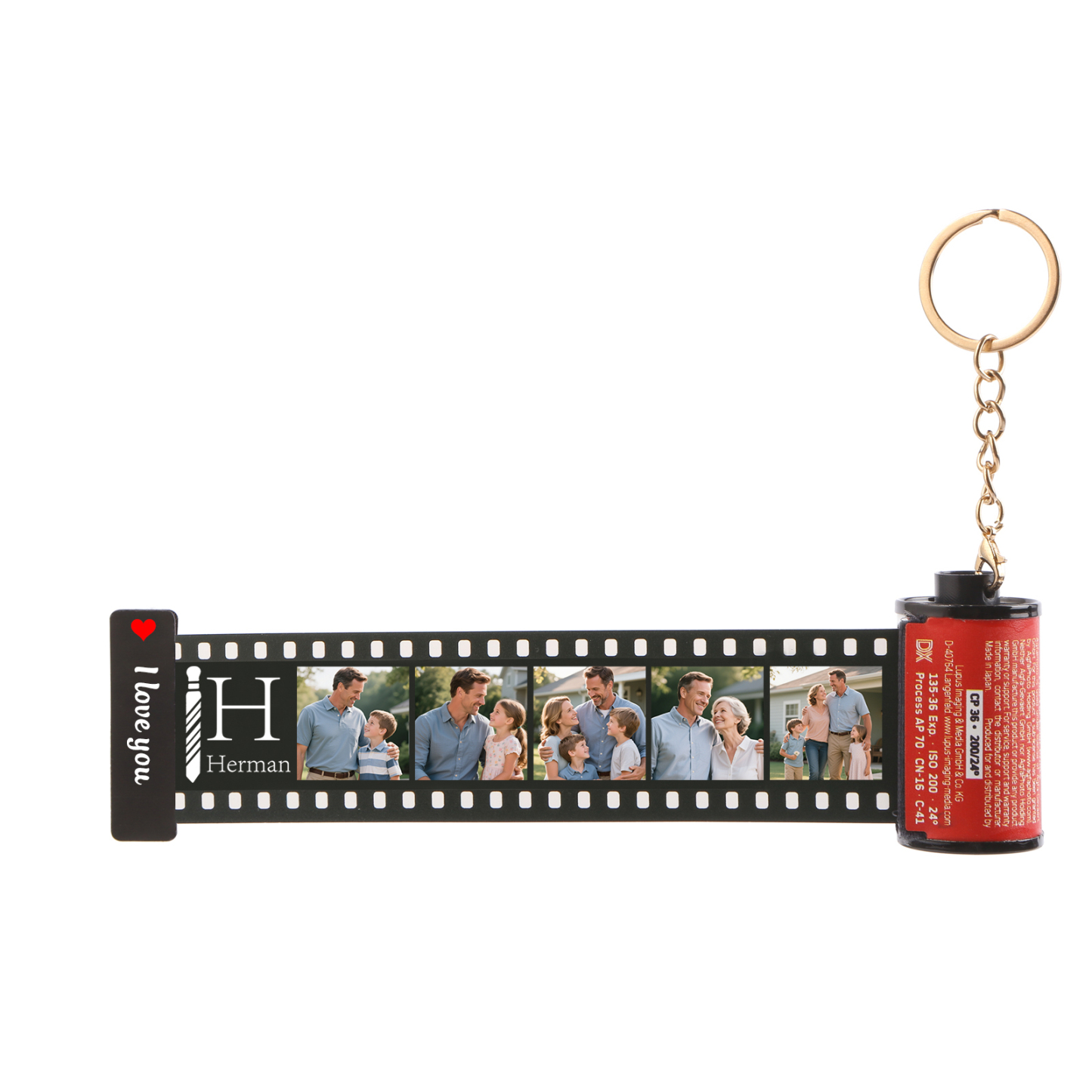 5 Photos Family Fridge Magnet Film Roll – Personalised Keepsake Keychain Gift for Dad & Grandad | Jessemade