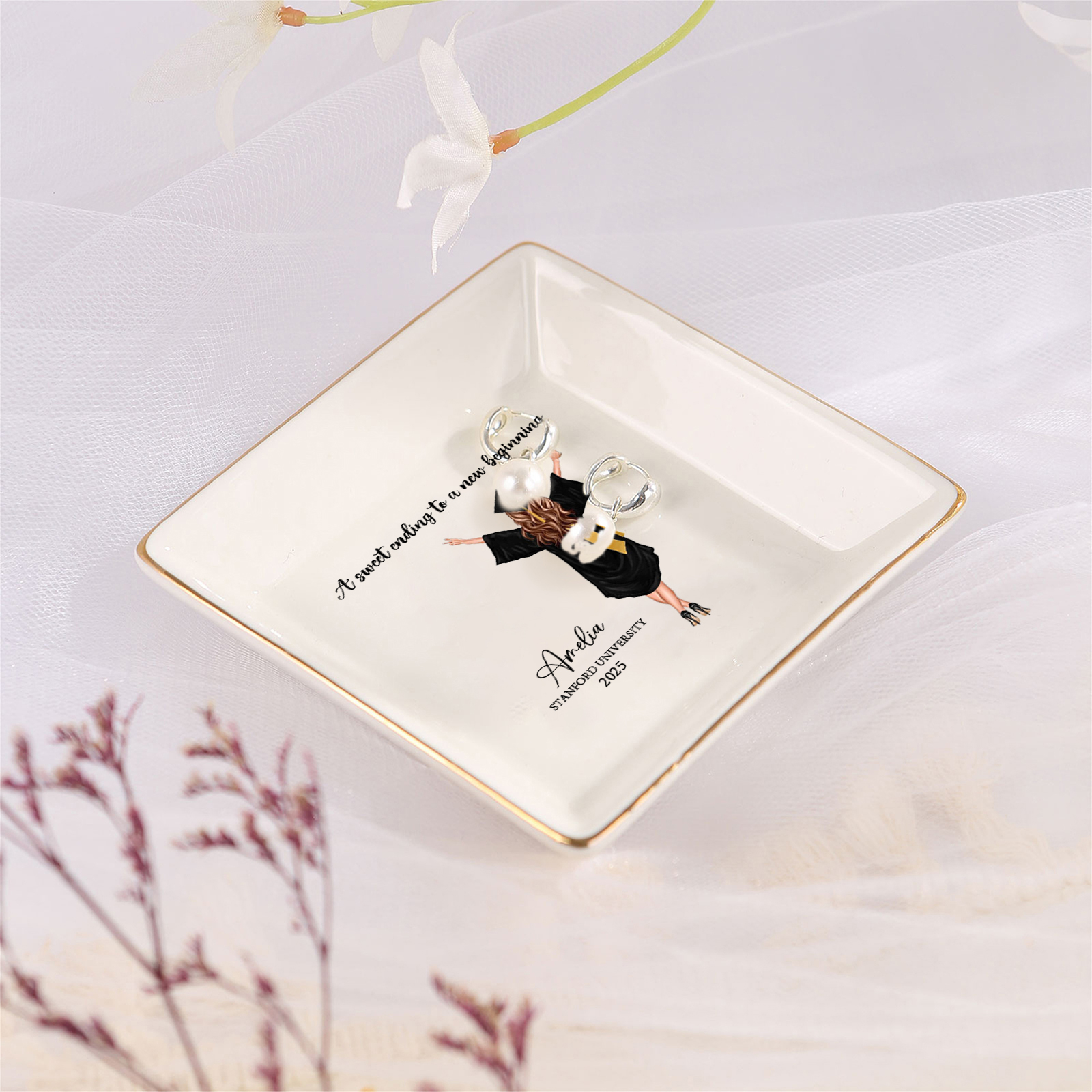 Personalised Graduation Trinket Dish with Name, School & Year | Jessemade