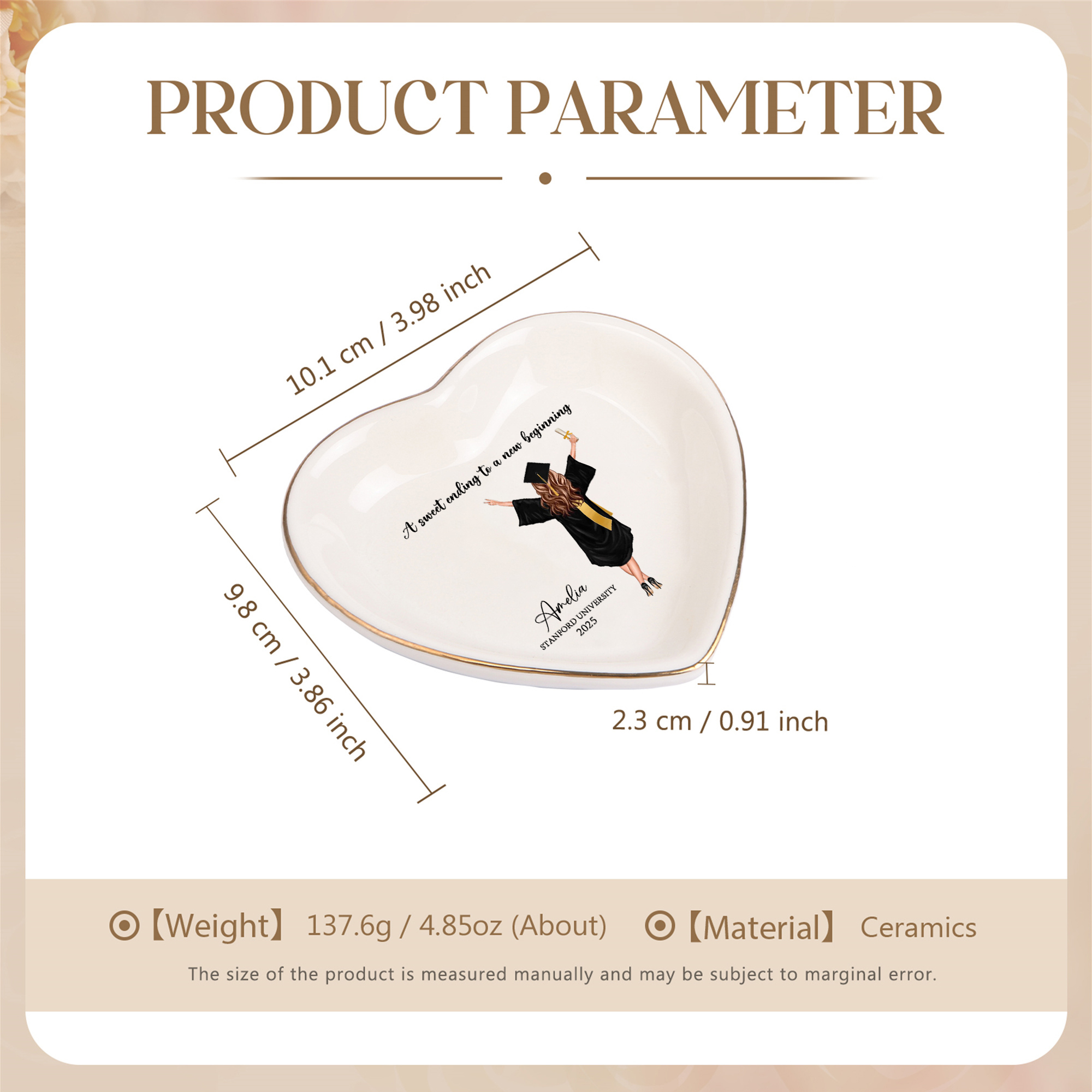 Personalised Graduation Trinket Dish with Name, School & Year | Jessemade