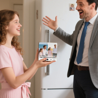 Personalised Music Fridge Magnet – Custom 2 Photos & 1 Song & 1 Text - Meaningful Gift for Loved Ones | Jessemade