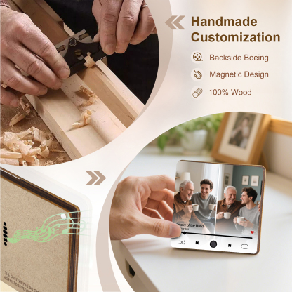 Personalised Music Fridge Magnet – Custom 2 Photos & 1 Song & 1 Text - Meaningful Gift for Loved Ones | Jessemade