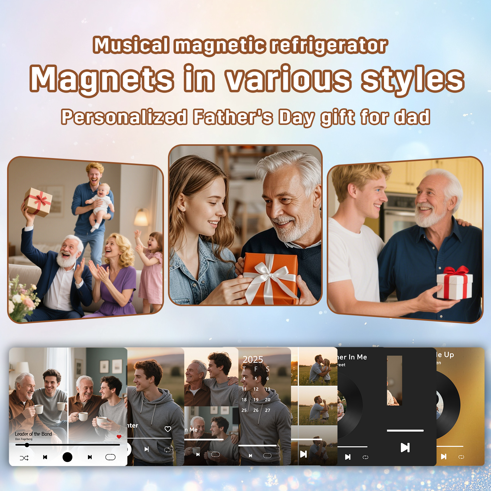 Personalised Music Fridge Magnet – Custom 2 Photos & 1 Song & 1 Text - Meaningful Gift for Loved Ones | Jessemade