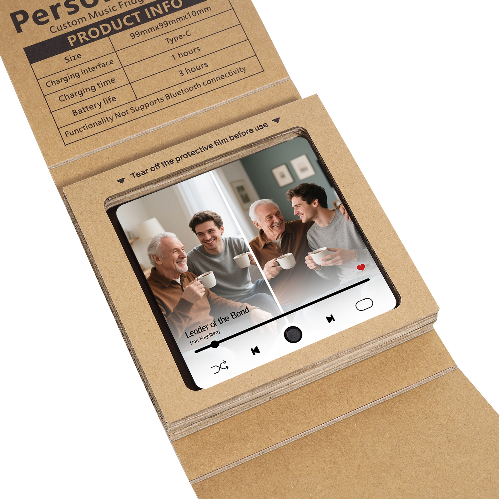 Personalised Music Fridge Magnet – Custom 2 Photos & 1 Song & 1 Text - Meaningful Gift for Loved Ones | Jessemade