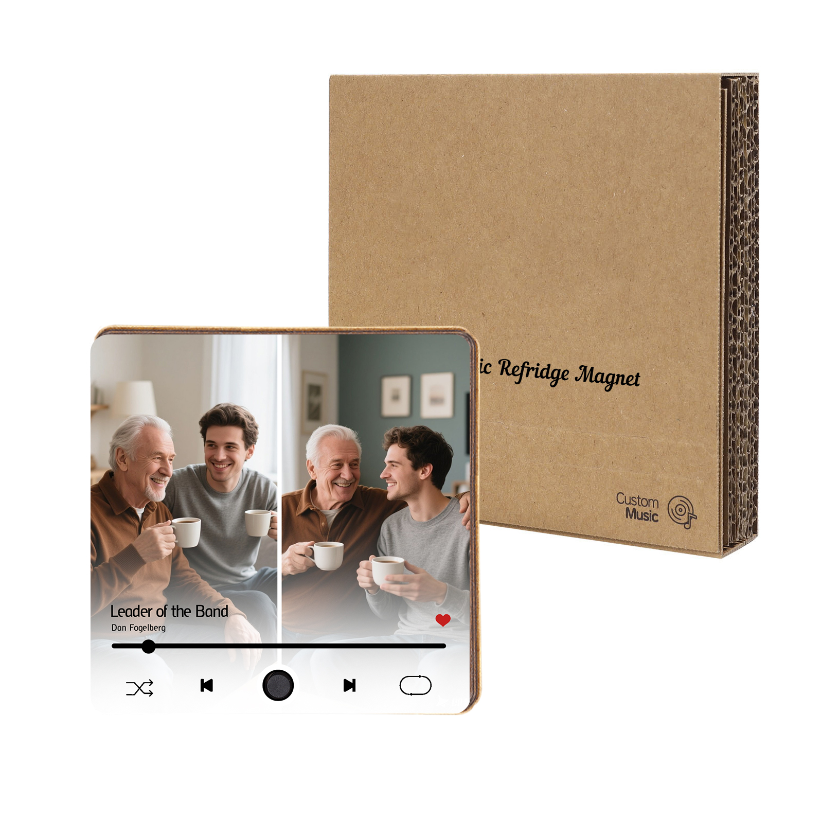 Personalised Music Fridge Magnet – Custom 2 Photos & 1 Song & 1 Text - Meaningful Gift for Loved Ones | Jessemade