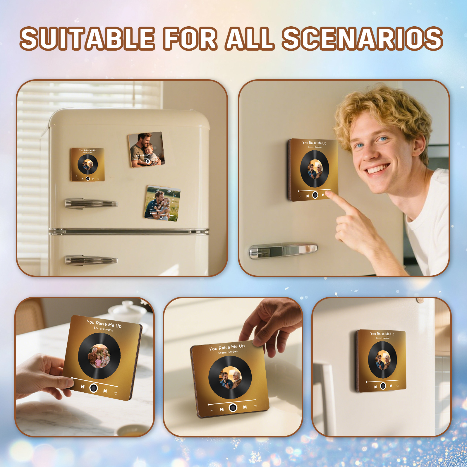 Personalised Vinyl-Style Music Fridge Magnet with Photo & Song & Text – A Retro Spin on Treasured Memories | Jessemade
