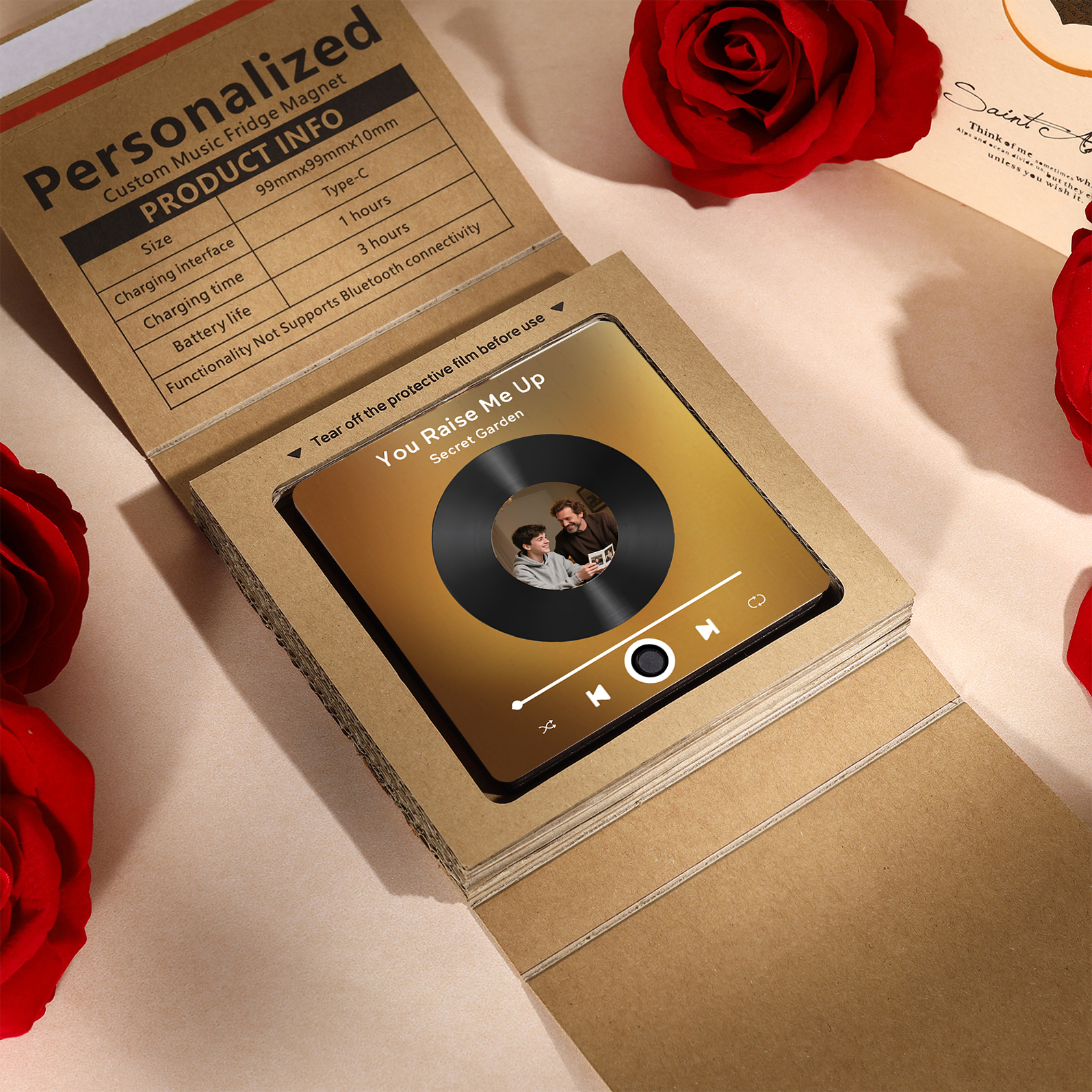 Personalised Vinyl-Style Music Fridge Magnet with Photo & Song & Text – A Retro Spin on Treasured Memories | Jessemade