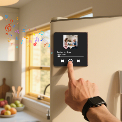 Personalised Music Fridge Magnet – Custom Photo & Song & Text - Elegant Black Gift for Loved Ones | Jessemade