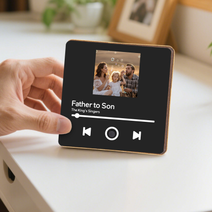 Personalised Music Fridge Magnet – Custom Photo & Song & Text - Elegant Black Gift for Loved Ones | Jessemade