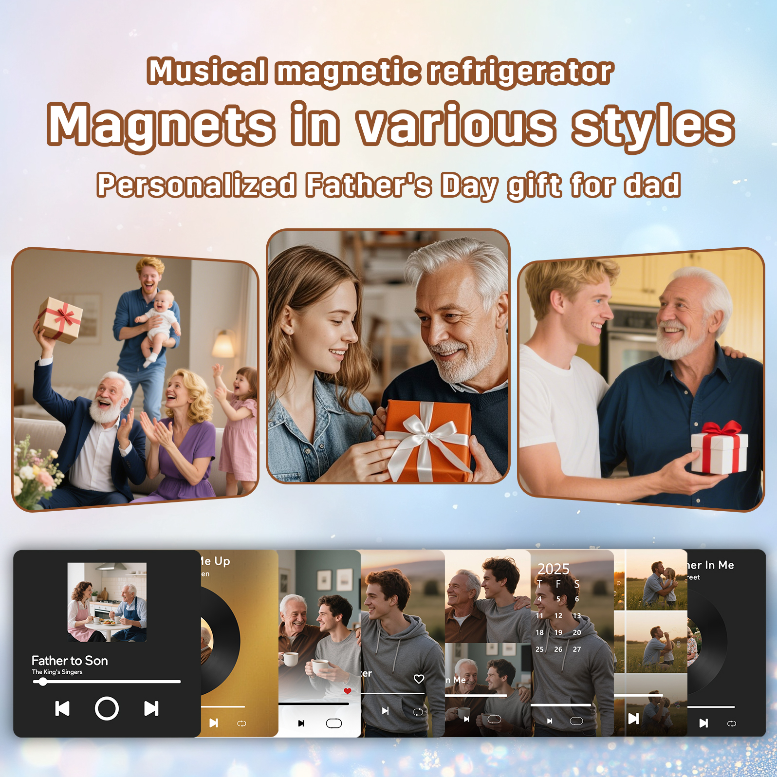 Personalised Music Fridge Magnet – Custom Photo & Song & Text - Elegant Black Gift for Loved Ones | Jessemade