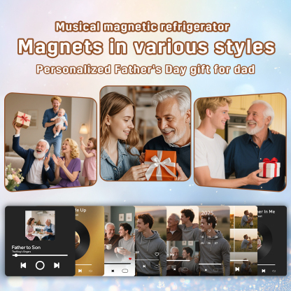 Personalised Music Fridge Magnet – Custom Photo & Song & Text - Elegant Black Gift for Loved Ones | Jessemade