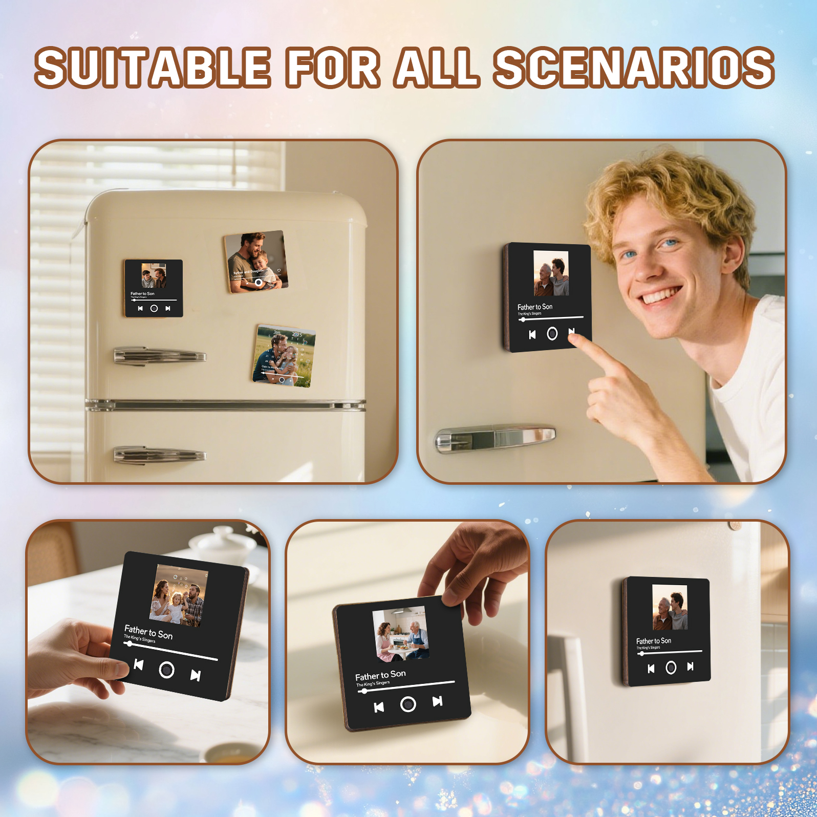 Personalised Music Fridge Magnet – Custom Photo & Song & Text - Elegant Black Gift for Loved Ones | Jessemade