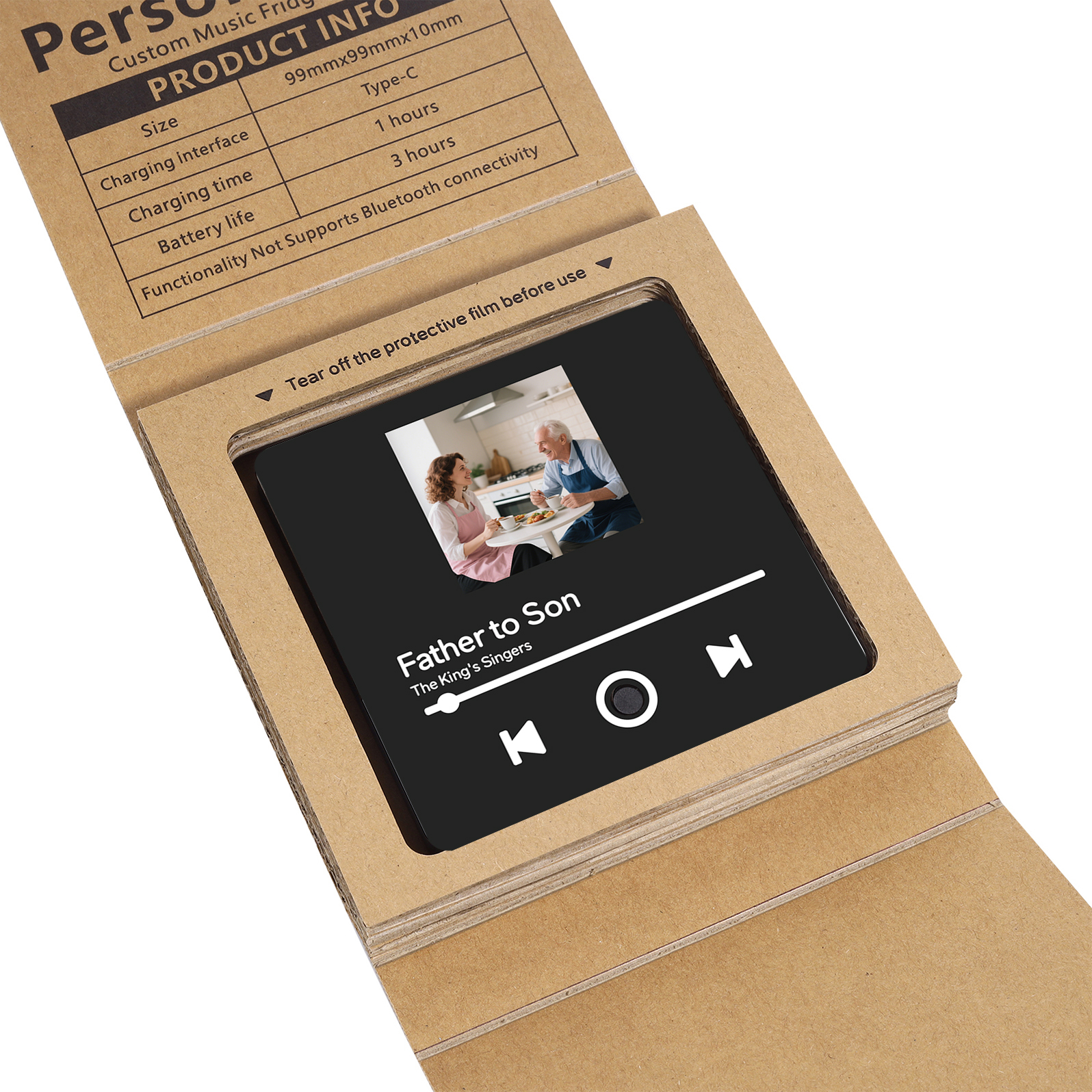 Personalised Music Fridge Magnet – Custom Photo & Song & Text - Elegant Black Gift for Loved Ones | Jessemade