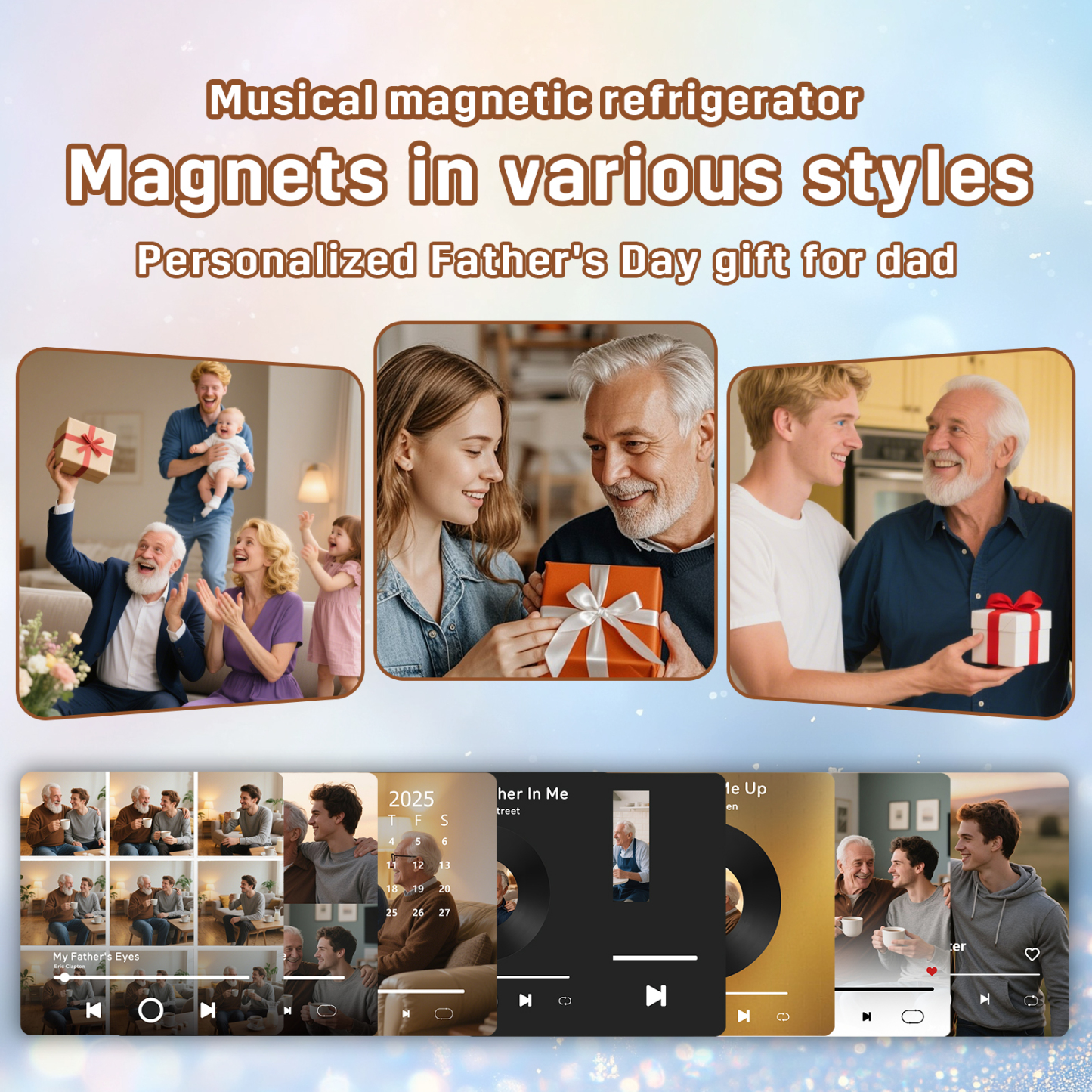 9 Photos Personalised Music Fridge Magnet – Custom Photo & Song & Text - Meaningful Gift for Loved Ones | Jessemade