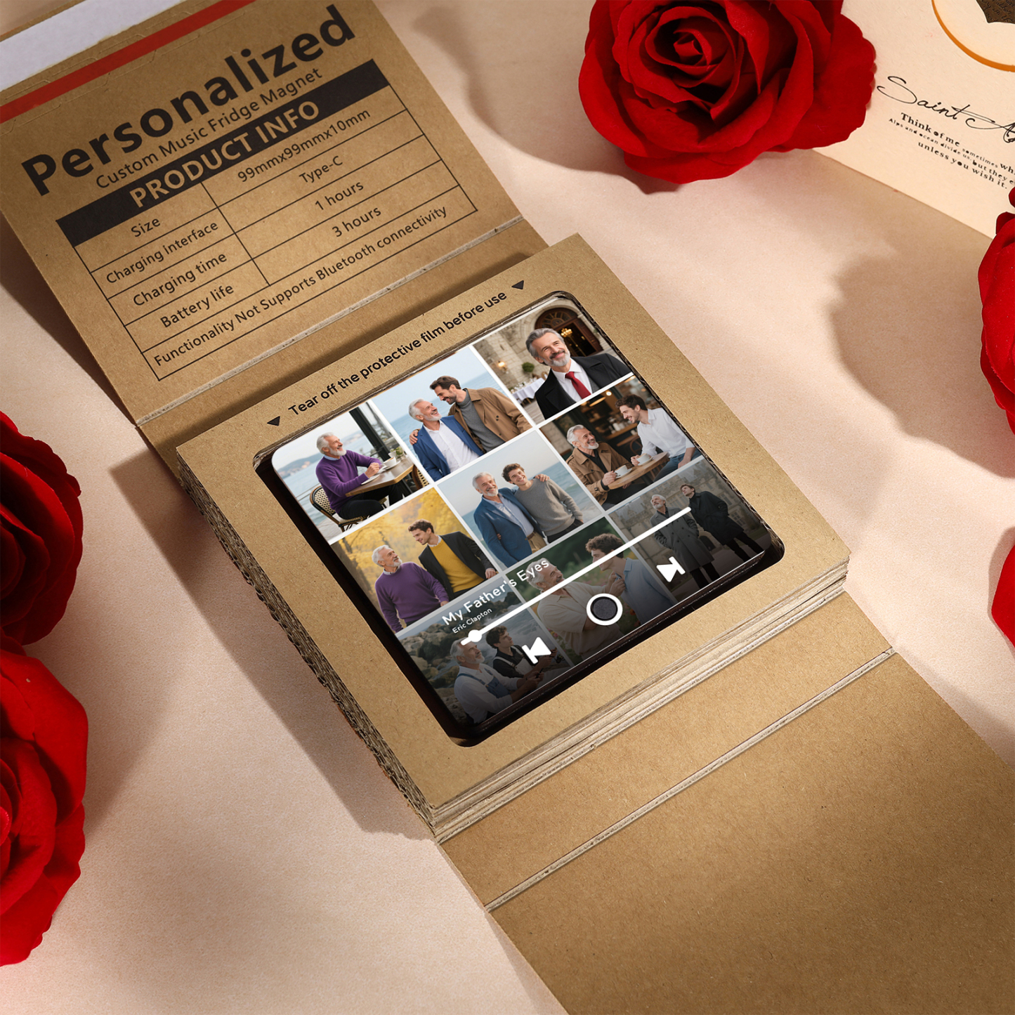 9 Photos Personalised Music Fridge Magnet – Custom Photo & Song & Text - Meaningful Gift for Loved Ones | Jessemade