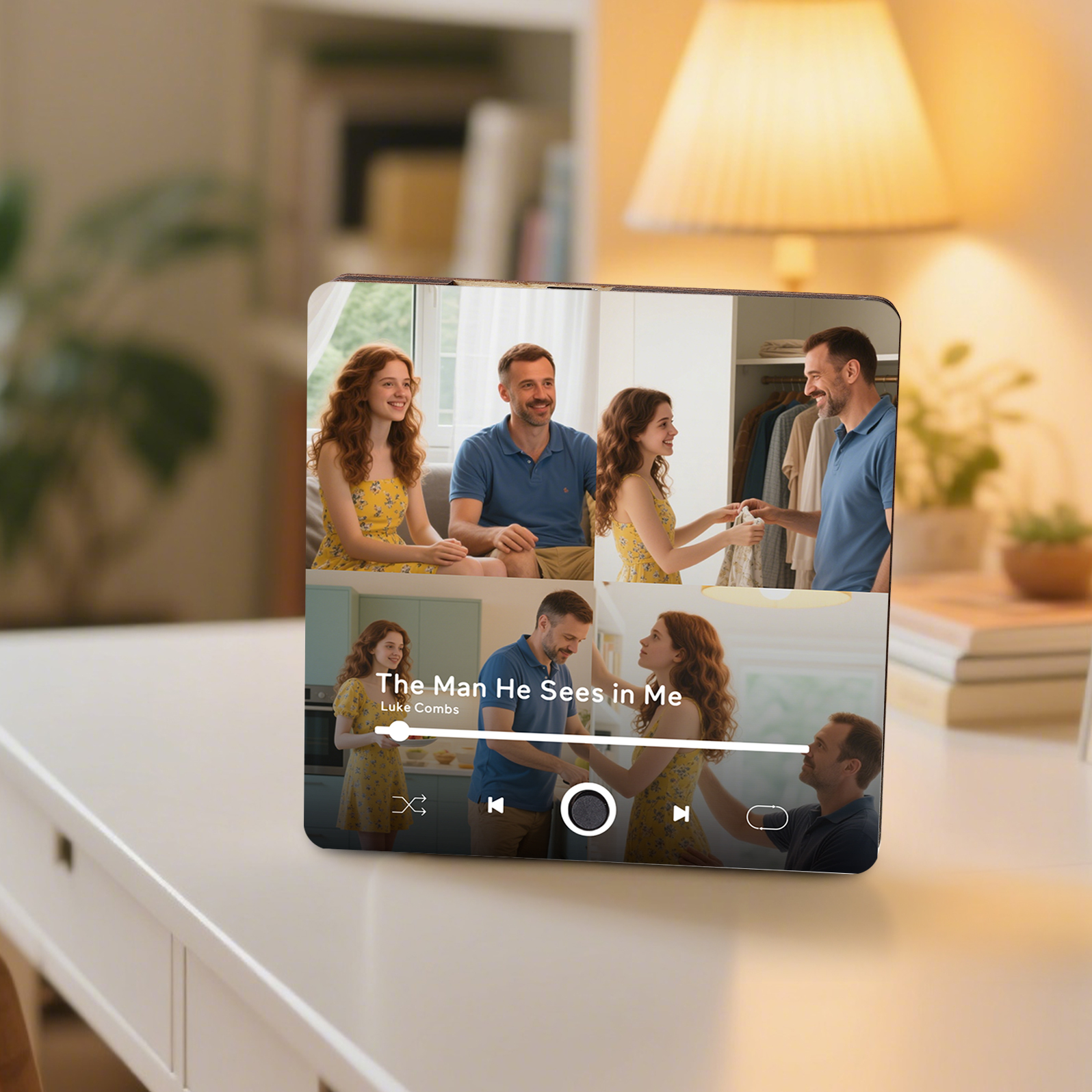 4 Photos Personalised Music Fridge Magnet – Custom Photo & Song & Text