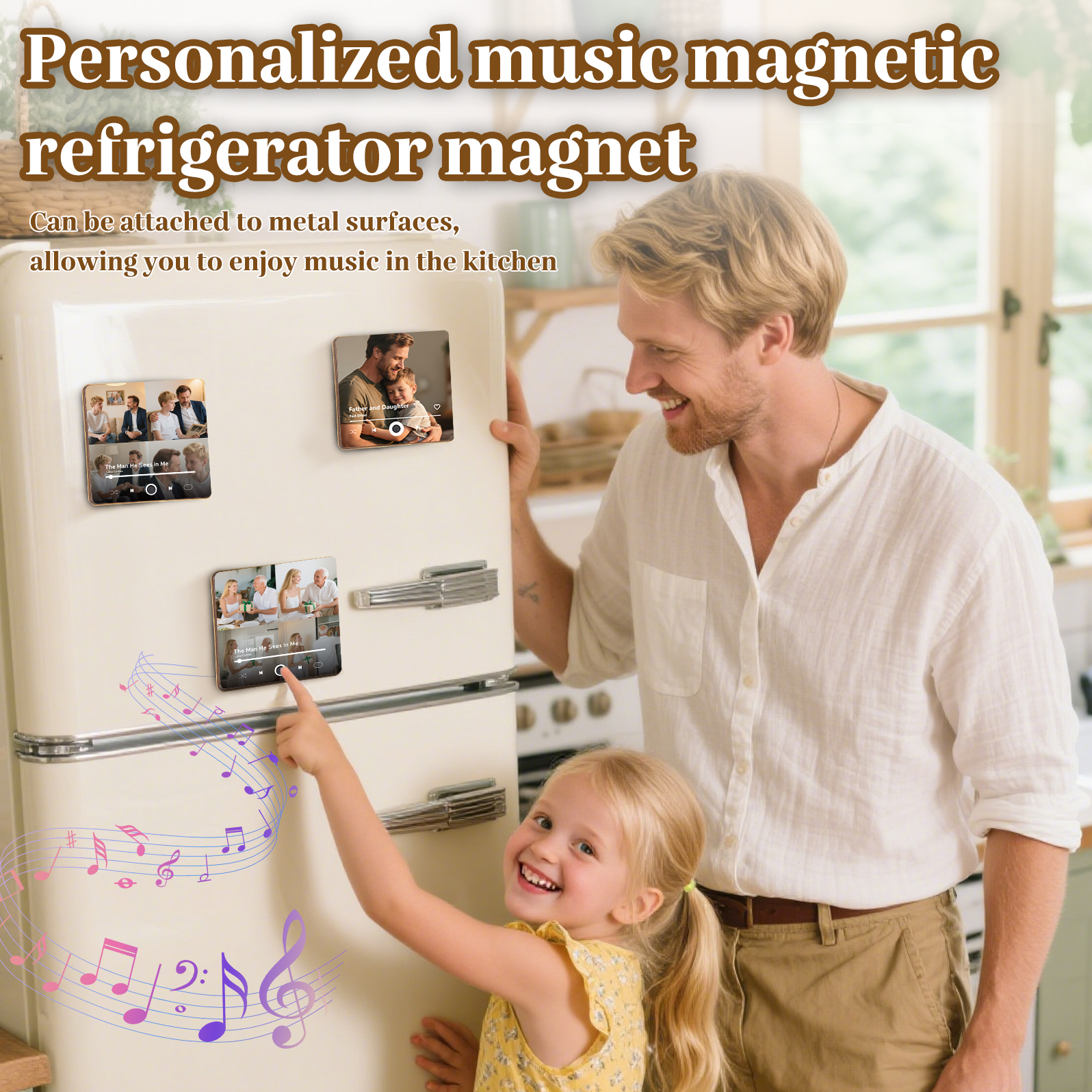 4 Photos Personalised Music Fridge Magnet – Custom Photo & Song & Text - Meaningful Gift for Loved Ones | Jessemade