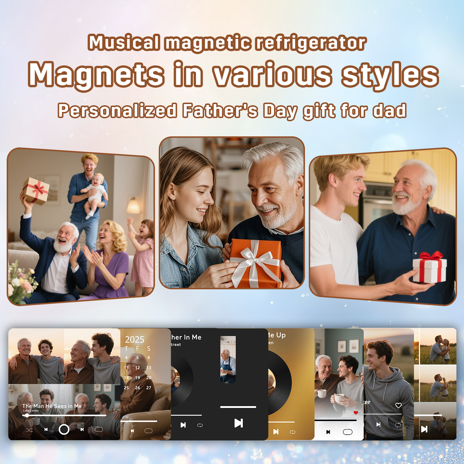 4 Photos Personalised Music Fridge Magnet – Custom Photo & Song & Text - Meaningful Gift for Loved Ones | Jessemade