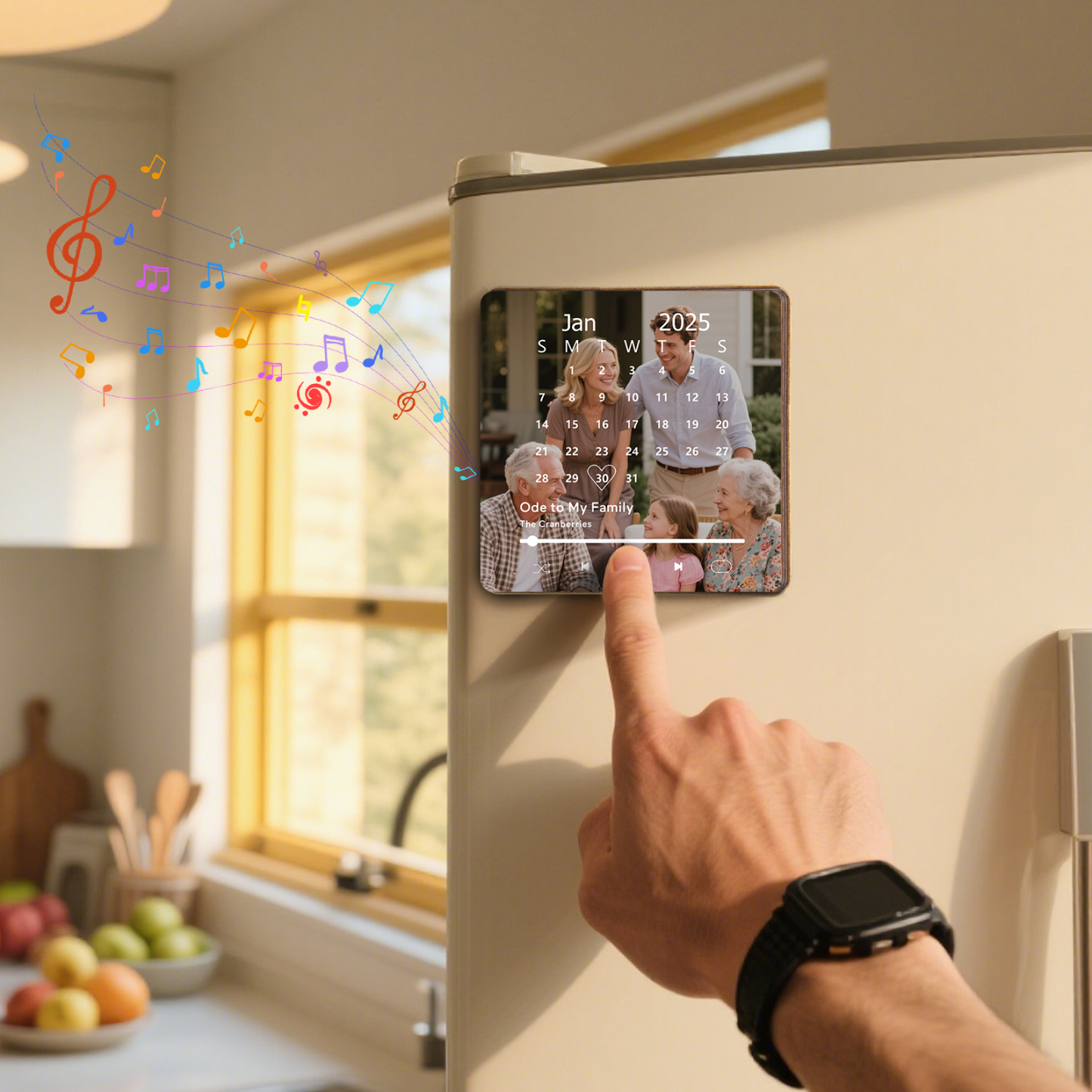 Custom Music Fridge Magnet with Calendar – Personalised Meaningful Photo & Song Family Gift for Any Occasion  | Jessemade