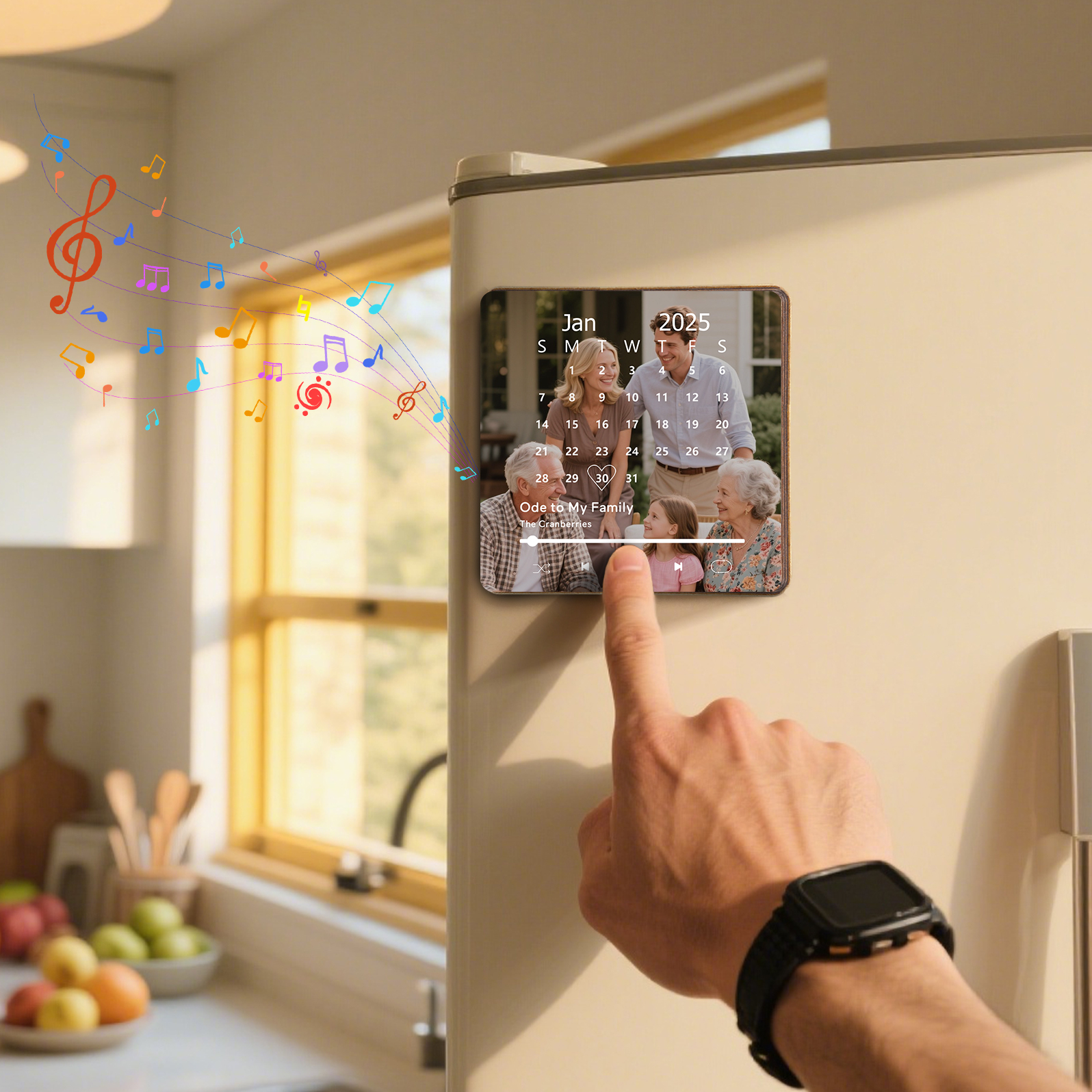 Custom Music Fridge Magnet with Calendar – Personalised Meaningful Photo & Song Family Gift for Any Occasion  | Jessemade