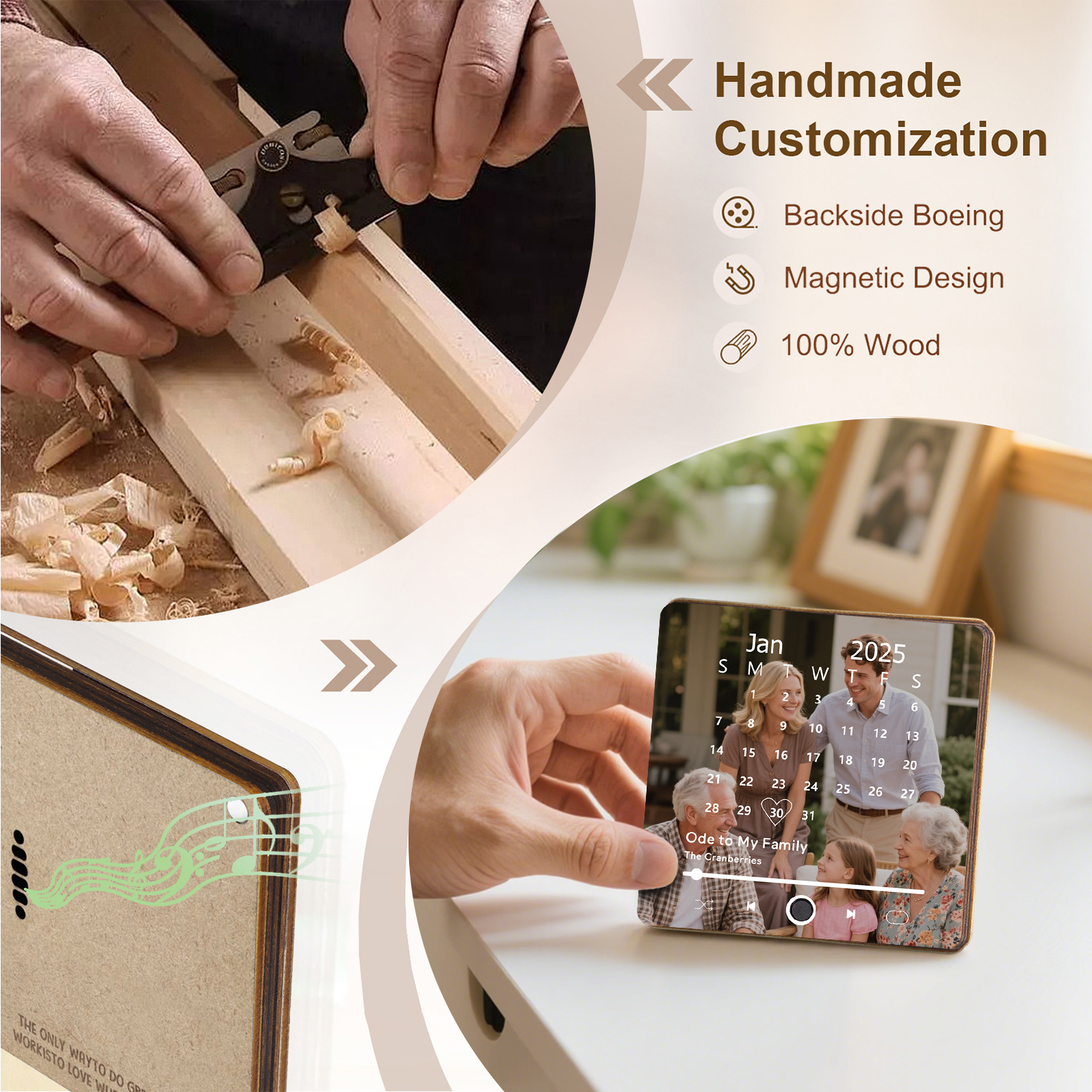 Custom Music Fridge Magnet with Calendar – Personalised Meaningful Photo & Song Family Gift for Any Occasion  | Jessemade