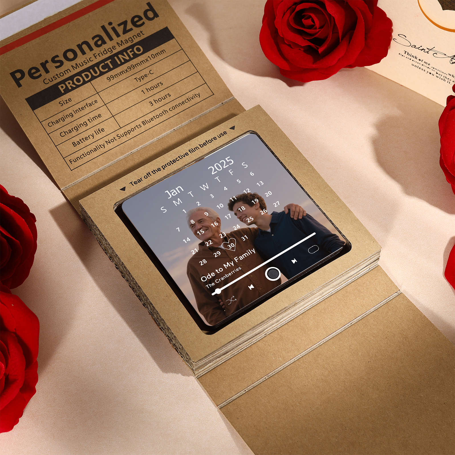 Custom Music Fridge Magnet with Calendar – Personalised Meaningful Photo & Song Family Gift for Any Occasion  | Jessemade