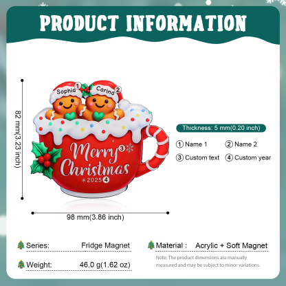 Personalised Gingerbread Mug Xmas Fridge Magnet