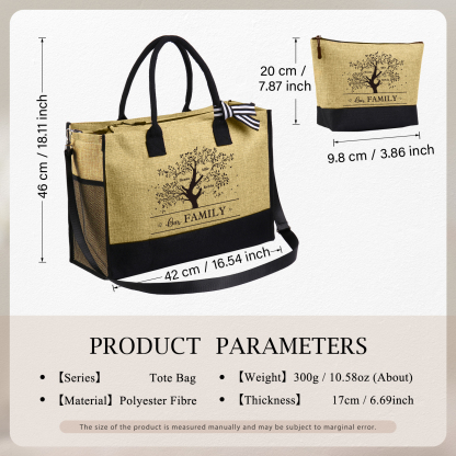 3 Names-Personalized Custom Text Handbag with Customized Name Tree of Life Home Storage Grid Bag for Mum