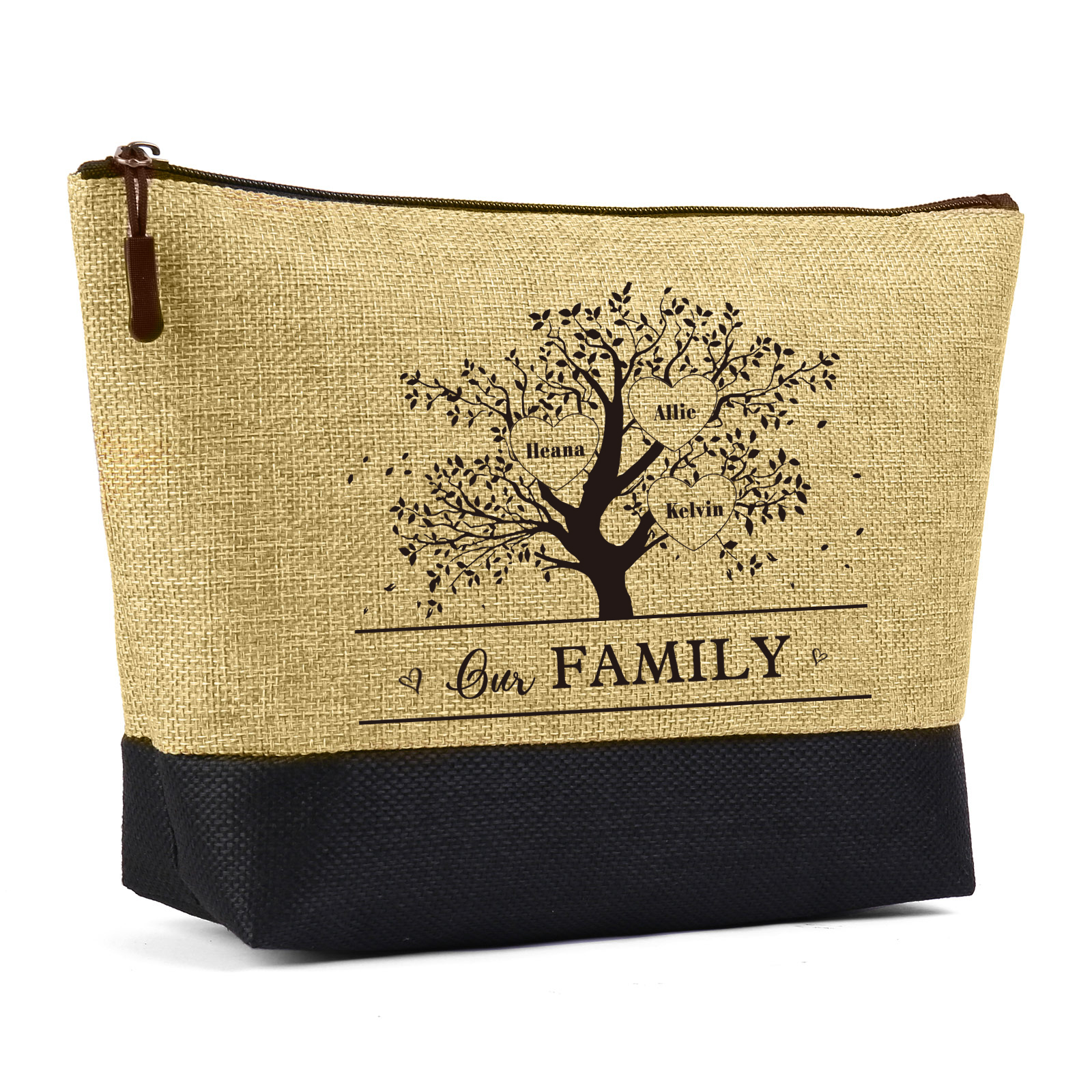 3 Names-Personalized Custom Text Handbag with Customized Name Tree of Life Home Storage Grid Bag for Mum