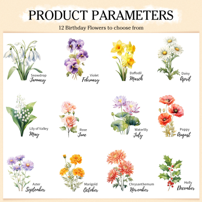 Personalized Birth Flowers And Name Women'S Zipper Wallet Exquisite Gift For Her