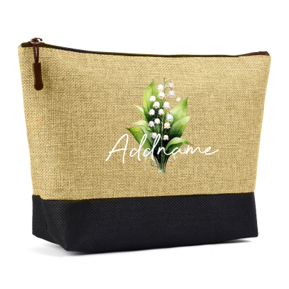 Personalized Custom Beautiful Birthflower and Name Tote Bag Beach Jute Bag Birthday Wedding Party Travel Gift for Women/Girls