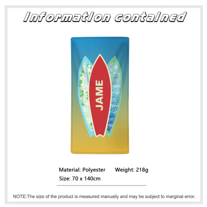 Personalized Name Summer Blue Feather Beach Personalized Beach Towel