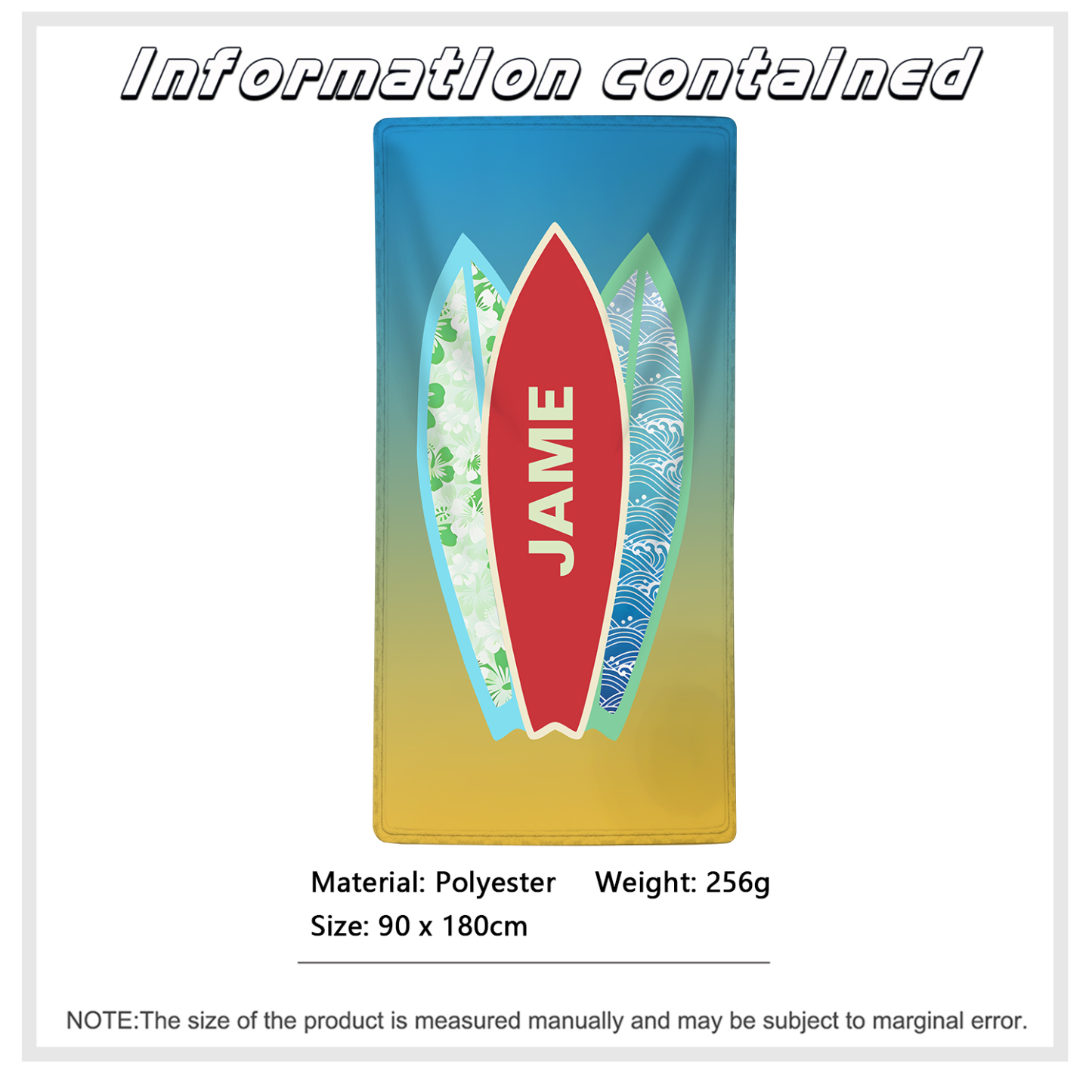 Personalized Name Summer Blue Feather Beach Personalized Beach Towel