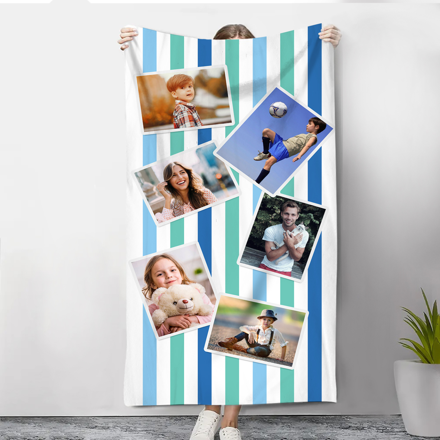 Personalized 6 Photos Summer Beach Personalized Beach Towel For Her/Him