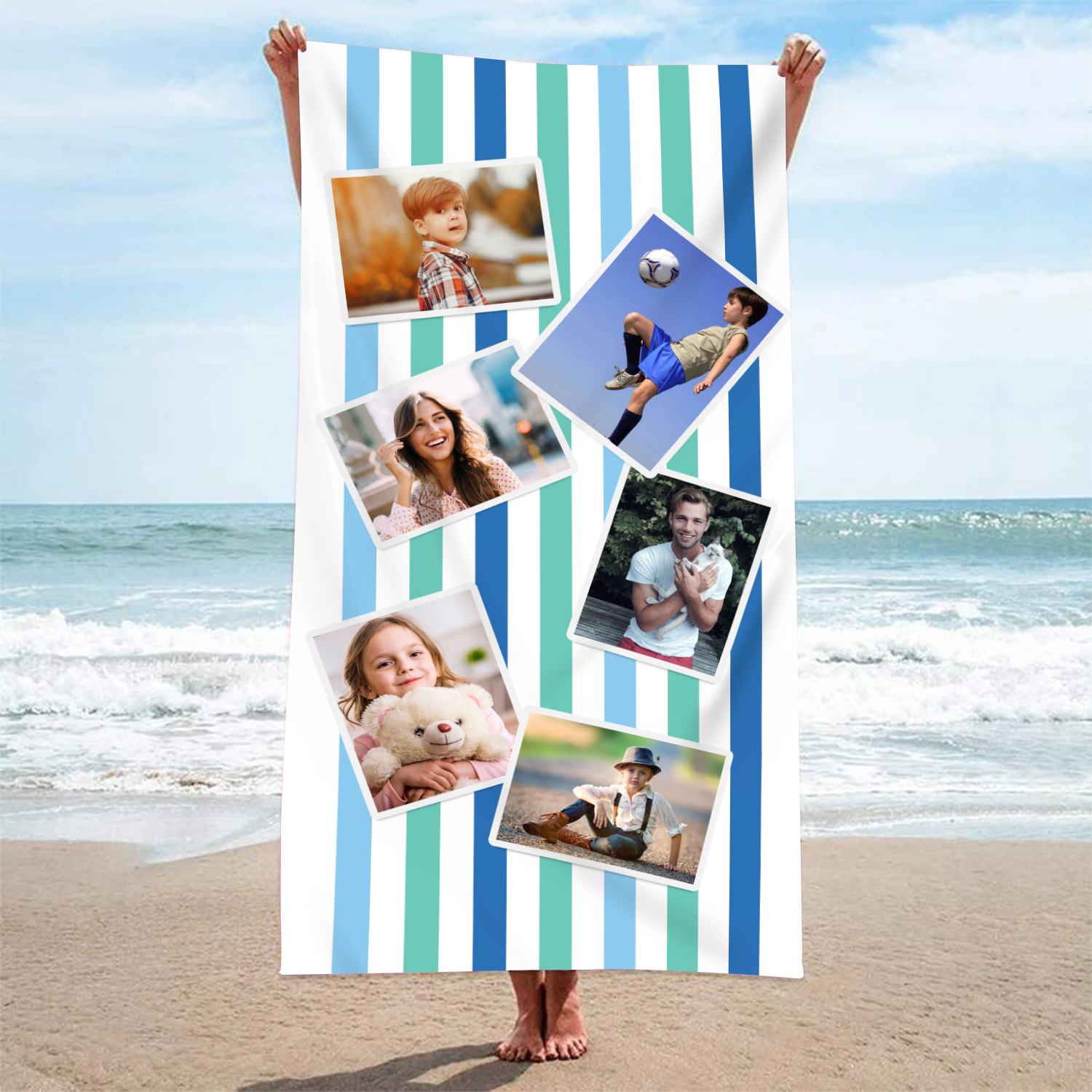 Jessemade UK Personalized 6 Photos Summer Beach Personalized Beach Towel For Her/Him 36.99 m6