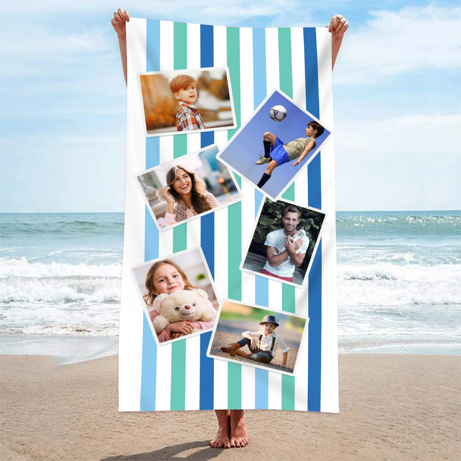 Jessemade UK Personalized 6 Photos Summer Beach Personalized Beach Towel For Her/Him 36.99 m6